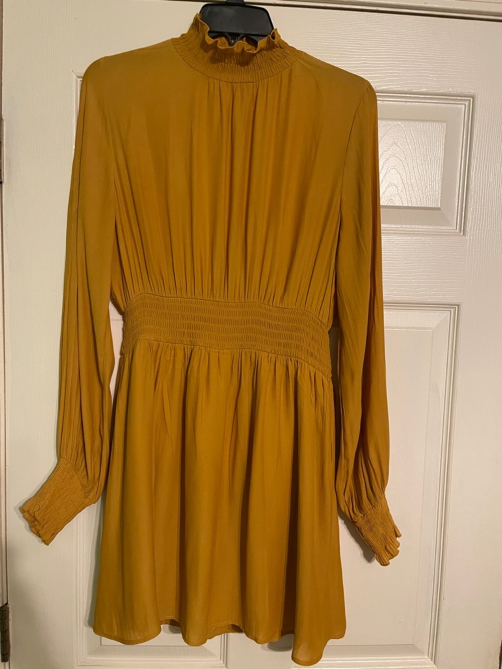 Old Navy Mustard Long-Sleeve Smocked-Waist Dress